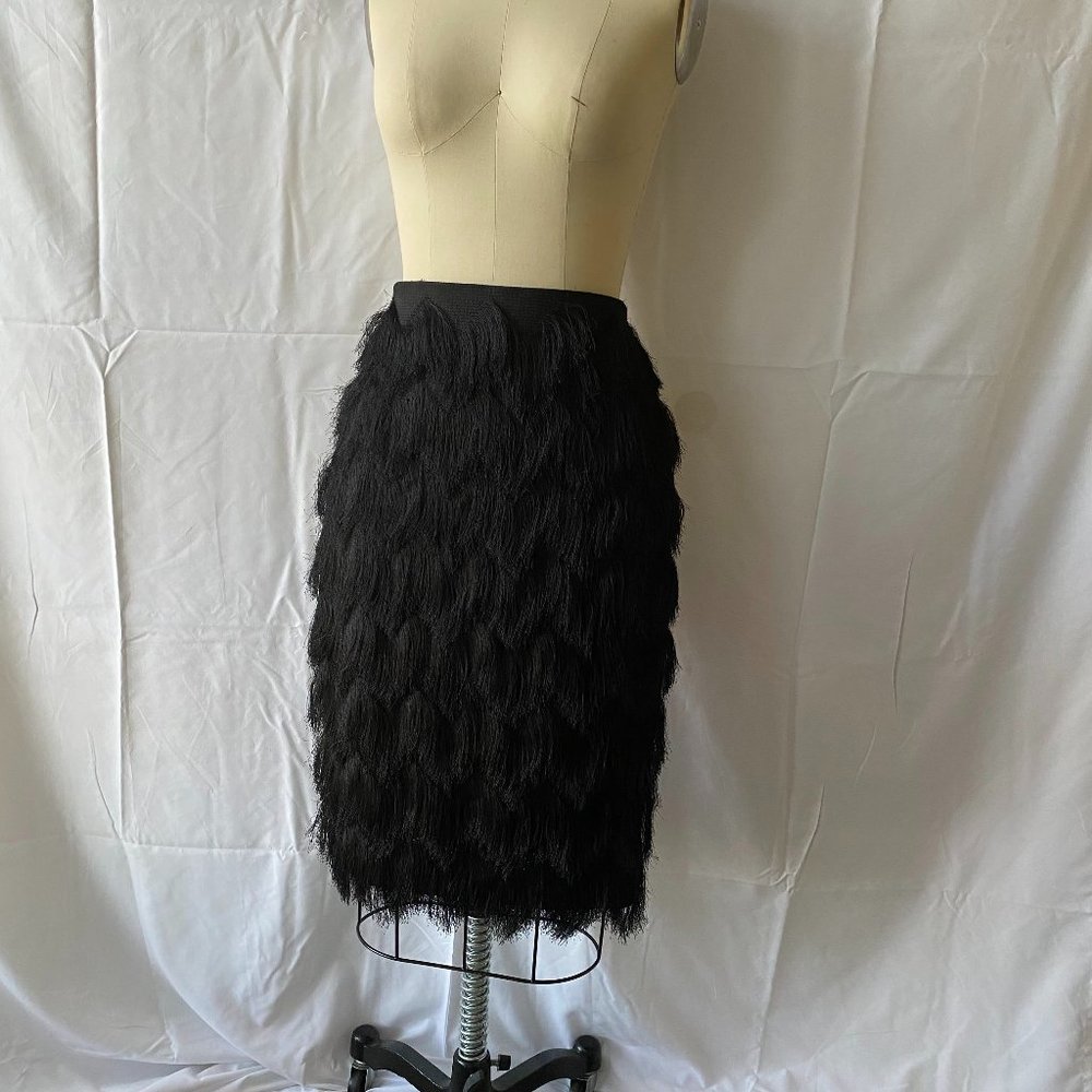 Mango Tiered-fringe Skirt in Black